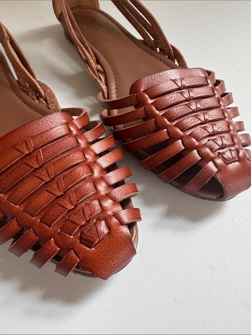 J Crew Sz 7 Huaraches (Woven leather slides) caramel brown - Picture 4 of 6